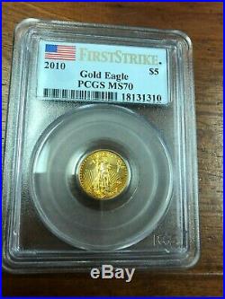 2010 G$5 Gold American Eagle PCGS MS70 First Strike