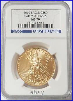 2010 W Gold $50 American Eagle 1 Oz Coin Ngc Ms 70 Early Releases
