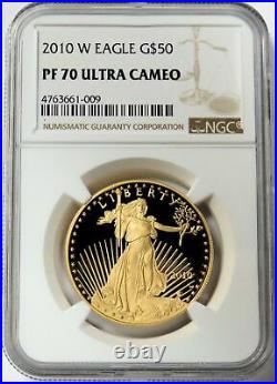 2010 W Gold $50 American Eagle 1 Oz Proof Coin Ngc Pf 70 Uc