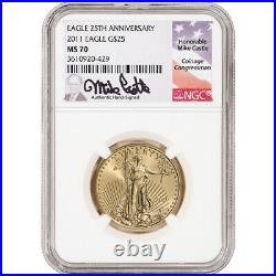 2011 American Gold Eagle 1/2 oz $25 NGC MS70 Mike Castle Signed Label