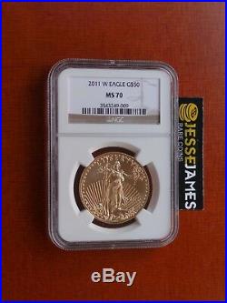 2011 W $50 Burnished Gold Eagle Ngc Ms70 Brown Label Low Mintage