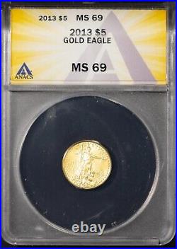 2013 $5 Gold Eagle MS 69 ANACS # 7625693 + Bonus