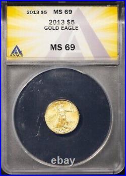 2013 $5 Gold Eagle MS 69 ANACS # 7625701 + Bonus