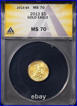 2013 $5 Gold Eagle MS 70 ANACS # 7625691 + Bonus