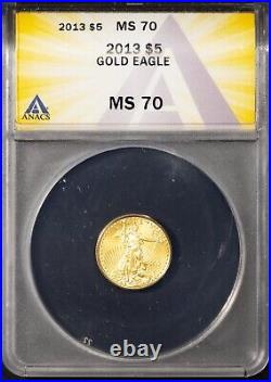 2013 $5 Gold Eagle MS 70 ANACS # 7625692 + Bonus