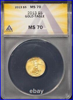 2013 $5 Gold Eagle MS 70 ANACS # 7625697 + Bonus