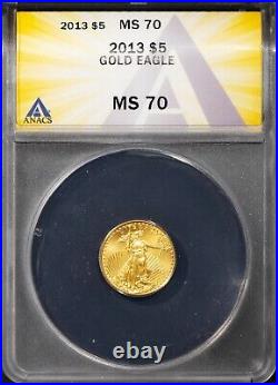 2013 $5 Gold Eagle MS 70 ANACS # 7625714 + Bonus