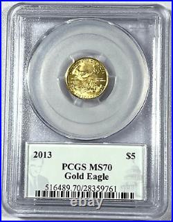 2013 PCGS MS70 1/10th Ounce Gold Eagle Philip Diehl 35th Mint Director Label