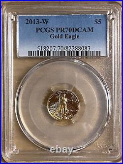 2013-w $5 Gold Eagle Pcgs Pf70 Proof Coin Pr70 Key Date