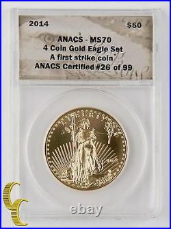 2014 American Gold Eagle Set Graded by ANACS MS-70 First Strike with Box
