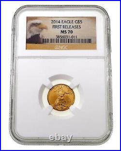 2014 Gold 1/10 Oz. American Eagle Graded by NGC as MS-70 First Releases