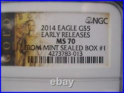 2014 Gold $5 Eagle From The 1st Sealed Box From Us Mint Early Release Ngc Ms 70