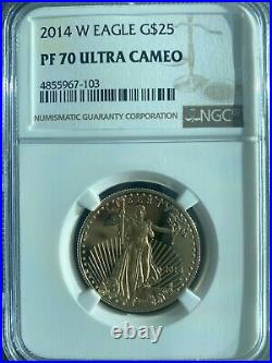 2014 W American Eagle Gold Coin Set Pf70 Ultra Cameo Brown Label
