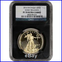 2014-W American Gold Eagle Proof 1 oz $50 NGC PF70 Early Releases Black