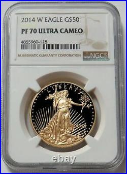 2014 W Gold $50 American Eagle Proof 1 Oz Coin Ngc Pf 70 Uc