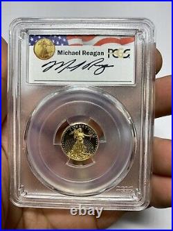 2014 W Gold $5 Proof American Eagle 1/10 Oz Pcgs Pr70 Dcam Reagan Deep Cameo