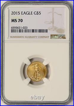 2015 $5 Gold American Eagle 1/10oz NGC MS70