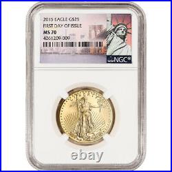 2015 American Gold Eagle 1/2 oz $25 NGC MS70 First Day Issue New York Label