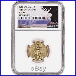 2015 American Gold Eagle (1/4 oz) $10 NGC MS70 First Day Bald Eagle Label