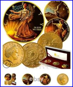 2015 Ounce Of Art 3 Coin Collection. 999 Silver & 24k Gold Extremely Rare