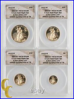 2015-W American Gold Eagle Proof Set 1.85 Oz Graded by ANACS as PR70 DCAM