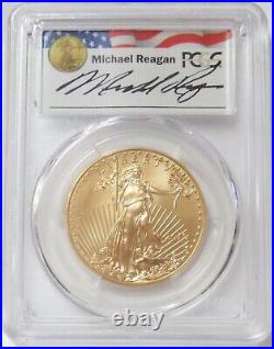 2015 W GOLD $50 AMERICAN EAGLE 1oz BURNISHED DIE REAGAN LEGACY SIGNED PCGS SP 69