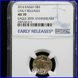 2016 1/10 oz Gold American Eagle NGC MS70 Early Releases G$5 30th Anni
