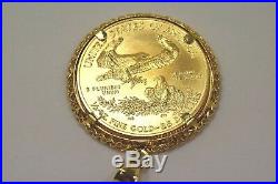 2016 1/2 Oz Fine Gold American Eagle $25 Coin in 14k Yellow Gold Pendant