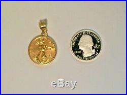 2016 1/4 oz American Eagle Gold Coin Necklace Charm Pendant Bezel