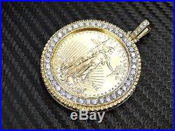 2016 1oz Gold American Eagle/Liberty coin 14K Diamond frame/holder pendant/Charm