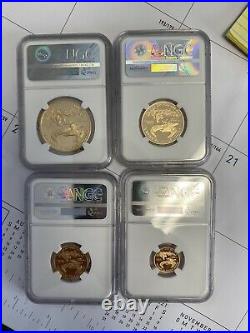 2016 4 coin Proof American Gold Eagle Set NGC PF 70 UC Moy Signed