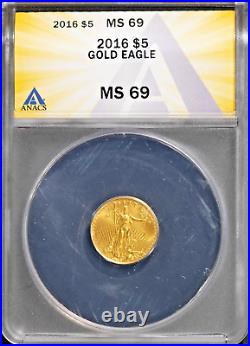 2016 $5 United States Gold Eagle Coin MS 69 ANACS # 7622385 + Bonus