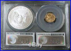 2016 American Eagle Gold / Silver Bimetallic Set First Day Of Issue Pcgs Ms70