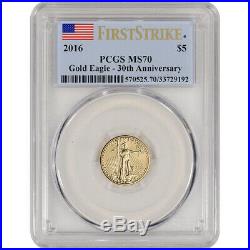 2016 American Gold Eagle (1/10 oz) $5 PCGS MS70 First Strike
