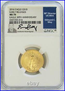 2016 Gold $10 American Eagle 1/4 Oz Moy 30th Anniversary Ngc Ms 70 Early Release