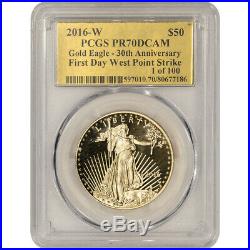 2016-W American Gold Eagle Proof 1 oz $50 PCGS PR70 DCAM First Day Gold Foil