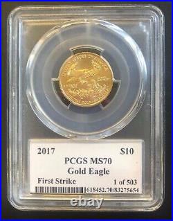 2017 $10 American Gold Eagle 1/4 ozt PCGS MS70 St. Gaudens Label, Low Population