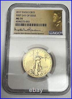 2017 NGC MS70 $25 American Gold Eagle FIRST DAY OF ISSUE FDOI Brown Label AGE