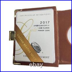 2017 US 1 Oz American Gold Eagle PROOF $50 Box & COA OGP Replacement NO Coin