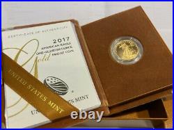 2017 US Mint Proof American Eagle 1/4 ounce Gold Coin withcertificate and box