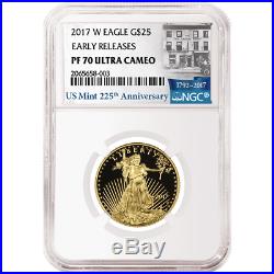 2017-W Proof $25 American Gold Eagle 1/2 oz NGC PF70UC 225th Anniversary ER Labe