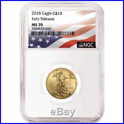 2018 $10 American Gold Eagle 1/4 oz. NGC MS70 Flag ER Label