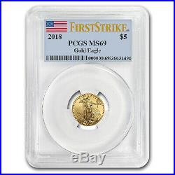 2018 1/10 oz Gold American Eagle MS-69 PCGS (First Strike)