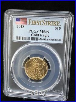 2018 1/4 oz AMERICAN GOLD EAGLE PCGS MS69 FIRST STRIKES LABEL