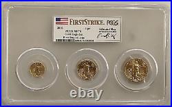 2018 3-pc gold eagle set pcgs ms70 first strike signed by Ed Moy 1/10, 1/4, 1/
