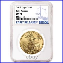 2018 $50 American Gold Eagle 1 oz NGC MS70 Blue ER Label