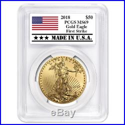 2018 $50 American Gold Eagle 1 oz. PCGS MS69 First Strike Made in USA Label