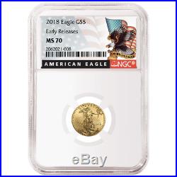 2018 $5 American Gold Eagle 1/10 oz. NGC MS70 Black ER Label
