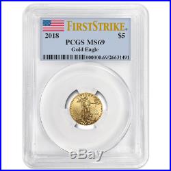 2018 $5 American Gold Eagle 1/10 oz. PCGS MS69 First Strike Label