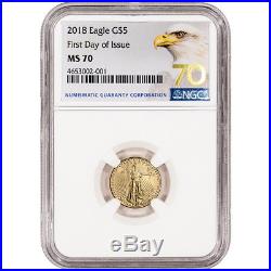 2018 American Gold Eagle (1/10 oz) $5 NGC MS70 First Day of Issue Grade 70
